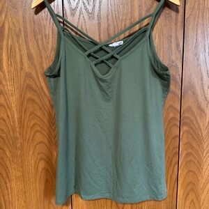 Green Cut Out Sleeveless Camisole Top